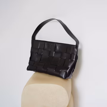 Woven Shoulder Bag, Leather Shoulder Bag, Leather Underarm Bag For Women, Woven Hobo Bag
