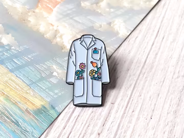 White Coat Science Lab Enamel Pin, Doctor Biologist Scientist Badge Pin, Lapel Pin, Collar Pin, Brooch Accessory, Gift for Her/Him