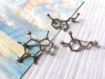 Caffeine Serotonin Dopamine Enamel Pin, Medical Science Badge Pin, Lapel Pin, Collar Pin, Brooch Accessory, Enamel Pin Set, Gift for Her Him