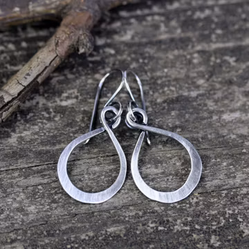 Oxidized Sterling Silver Hoop Dangle Earrings: Lightweight Boho Jewelry