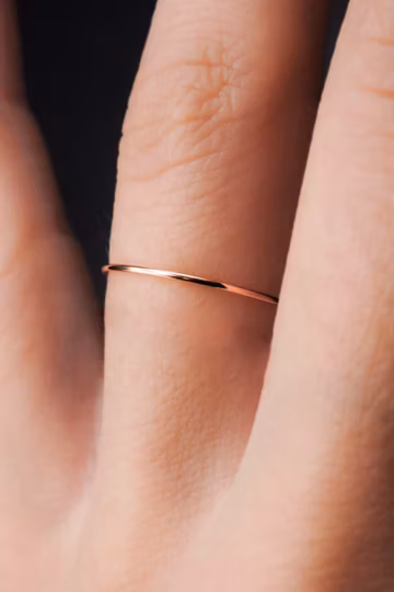 Rose Gold Ultra Thin Stacking ring, super skinny, extra thin, thinnest, slender, 14k rose gold fill, stackable, delicate, threadbare, .7mm