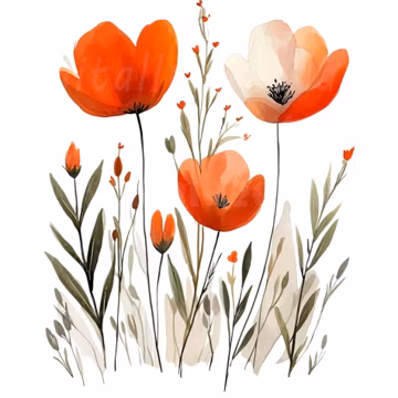 24 Various Flowers Clipart, Flowers Print, Printable Watercolor clipart, High Quality PNG/JPGs, Digital download, Paper craft, Junk Journals