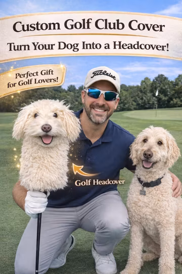 Custom Pet Golf Club Headcover From Photo, Handmade Plush Dog Golf Cover, Personalized Driver Cover, Pet Memorial Golf Gift