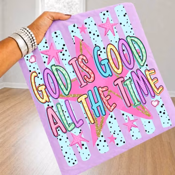 Striped Preppy God is Good Christian Striped Stars Png, Cute Bible Verse Png, Hand Drawn Religious, Colorful, Dots, Checkered Sublimation