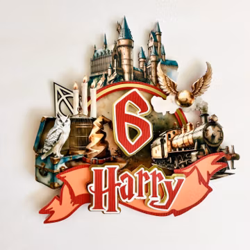 Personalized Wizard School Magic Cake Topper, Birthday Party Decorations.