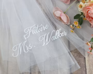 Embroidered Bridal Veil, Personalized embroidery bachelor party veil ,Customize your own veil, Wedding gifts
