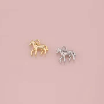 18K Gold Filled Horse Pendant,Dainty Animal Charm Bracelet Necklace for DIY Jewelry Making Supply