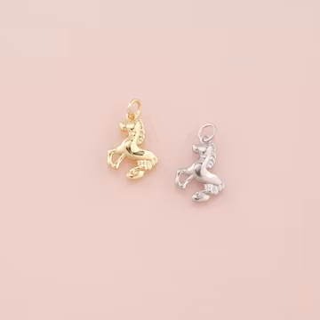 18K Gold Filled Horse Pendant,Dainty Animal Charm Bracelet Necklace for DIY Jewelry Making Supply