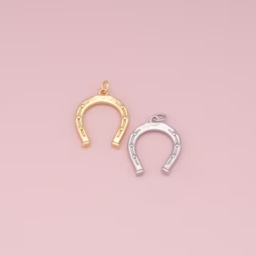 Gold Horse Shoe Charms,18K Gold Filled Crescent Pendant,CZ Micro Pave Horns Charm Bracelet Necklace for DIY Jewelry Making Supply