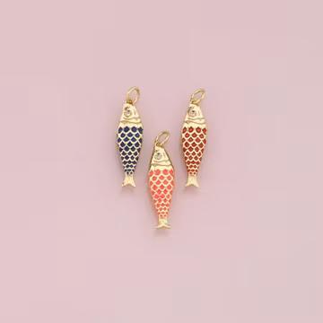 18K Gold Filled Fish Pendant,Dainty Fish Charm Bracelet Necklace for DIY Jewelry Making Supply