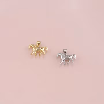 18K Gold Filled Horse Pendant,CZ Micro Pave Animal Charm Bracelet Necklace for DIY Jewelry Making Supply