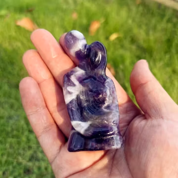Hand-Carved Amethyst Couples Statue: 3.2" Reiki Healing Crystal Decor