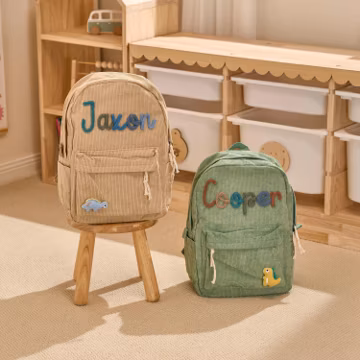 Personalized Corduroy Toddler Backpack: Custom Name School Bag