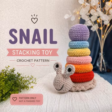 Snail Stacking Toy Crochet Pattern PDF, Amigurumi Pyramid, Montessori Baby Toy, Toddler Gift