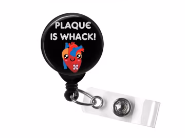 Cardio Nurse Badge Reel, Plaque is Whack, Badge Holder with Swivel Clip, Slide Clip, Carabiner, Cardiology Badge, CICU, Hospital Humor