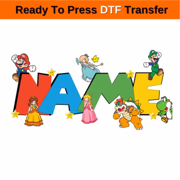 Super Mario Custom Name DTF Transfer: Birthday Party Shirt