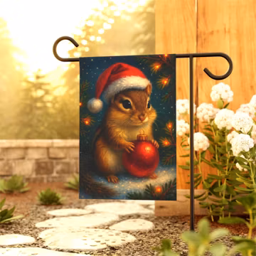 Christmas Chipmunk Garden Flag | Holiday Yard Housewarming Gift