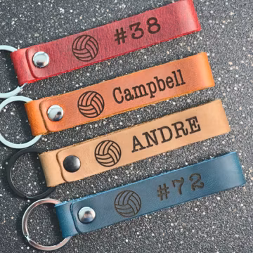 Personalized Volleyball Keychain, Backpack Tags, Leather Keychains, Kid's Name Tags, Sport Keyrings, Charms, Team Gift