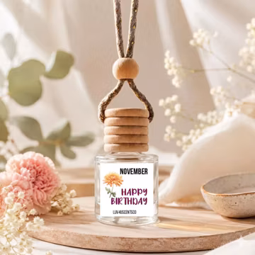 November Birth Month Flower Car Diffuser: Scented Floral Air Freshener, Personalized Birthday Gift, New Car Gift