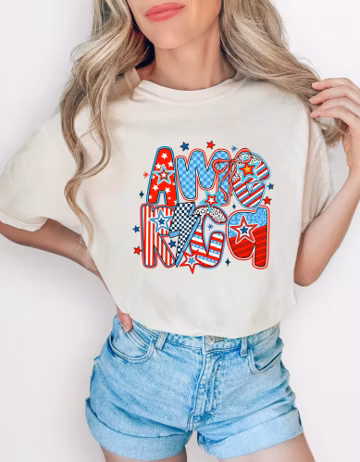 America Graphic Tee – Patriotic Comfort Colors 4th of July T-Shirt