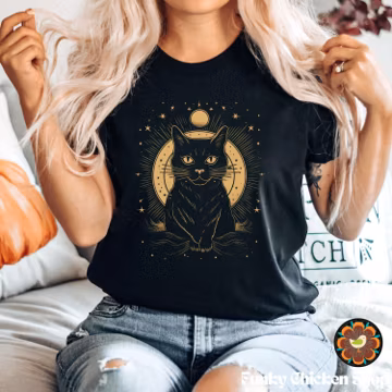 Halloween Gift, Black Cat Shirt, Cat Lovers, Cat Celestial Shirt,Cat Murder Halloween t-shirt, Funny Halloween T-Shirt, Whimsigoth Shirt