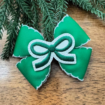 Green Coquette Bow ~ 4 inch Hair Bow, Hair Clip or Headband