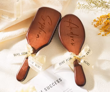 Personalized Bamboo Hair Comb, Engraved Bridal Party Gift