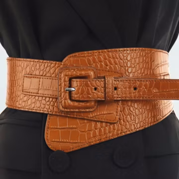 Women's Wide Elastic Waist Belt, Crocodile Embossed Stretch Cinch Belt, Korean Fashion Dress Belt, Wide Corset Waist Belt for Dresses