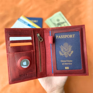 Leather AirTag Passport Holder, Personalized Passport Cover, Custom Passport Case, Best Man Bridesmaid Gifts, Father's Day Gifts