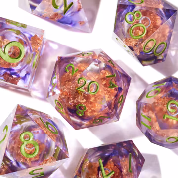 Liquid Core Dice Set, DnD Dice Set, Handmade Epoxy Resin, D&D Dice