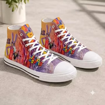Jax The Amazing Digital Circus Shoes, TADC High Top Canvas Sneakers, Cartoon Character Shoes, Gift for Teens, Gift for Fans, Back to School