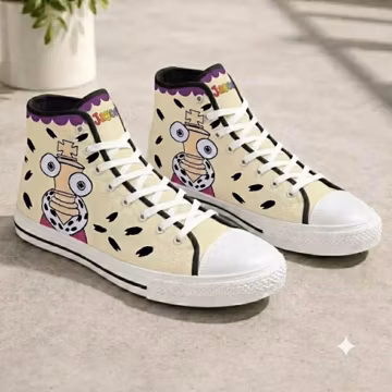 Personalized Kinger High Top Shoes, Digital Circus Canvas Sneakers, Cartoon Chess Piece Footwear, Indie Aesthetic Shoes, Birthday Gamer Gift