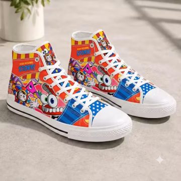 Caine The Amazing Digital Circus Shoes, Pomni Zooble Sneakers, TADC High Top Canvas Footwear, Digital Circus Character Shoes, Gift for Fans