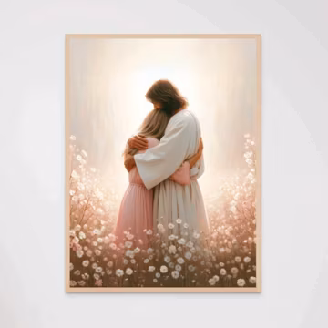 Finding Jesus, Christian Painting, Jesus Hugging Girl, Picture of Christ, LDS Art, Bible Art, Jesus with Girl, Jesus Watercolour, Jesus Art