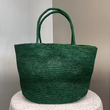 Raffia Tote Bag, Women's Raffia Woven Shoulder Bags, Handmade Straw Bag, Vacation Beach Tote Bag