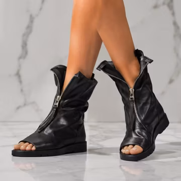 Black Leather Ankle Boots, Low Heel Rubber Sole Women's Boots, Casual Black Boots for Women, Everyday Ankle Boot, Classic Women's Footwear