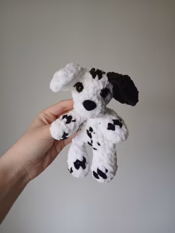 Crochet Dalmation Puppy with Felt Nose Stuffed Animal – Handmade Custom Pet Dog Plush Toy