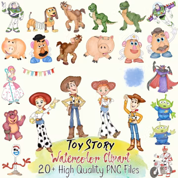 Toy Story Png Watercolor Clipart Bundle | Toy story watercolor printable, Woody, jessie, Rex, Buzz lightyear watercolor | INSTANT DOWNLOAD