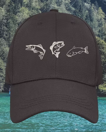 Embroidered Denim Fishing Hat | Northern Pike, Largemouth Bass, Catfish Angler's Cap | Gift for Dad, Husband, Son, or friend