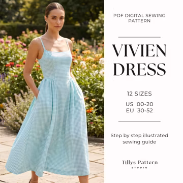 Midi Dress Sewing Pattern| Scoop Neck Dress| Open Back Dress Pattern| Wedding Dress Pattern| Summer Dress| Sewing Tutorial| US 0-20