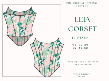 Overbust Corset Top Sewing Pattern| Easy Corset pattern |Cottage Core Corset| US 00-20| Plus Size Corset| Bodice pattern| Woman Top Pattern