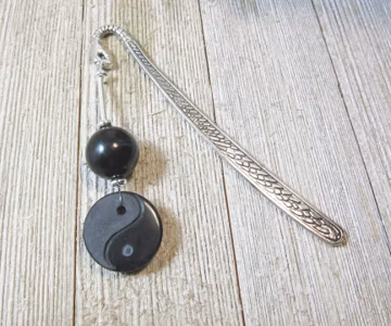 Yin Yang Bookmark: Natural Stone Accents, Zen Gift Artisan Designed