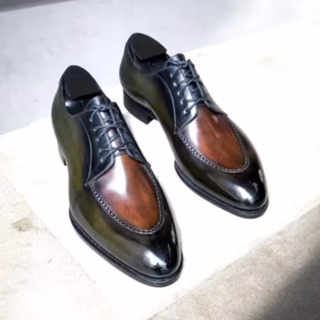 Handmade Two Tone Shaded Leather Oxford Dress Shoes: Whole Cut Lace-Up