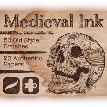 Medieval Ink – Retro Procreate Brush Set + Adjustable Paper Canvases