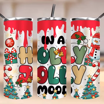 In a holly jolly mood 20 oz skinny tumbler png, Christmas tumbler wrap png, Holly Jolly 20 oz tumbler designs, tumbler png download