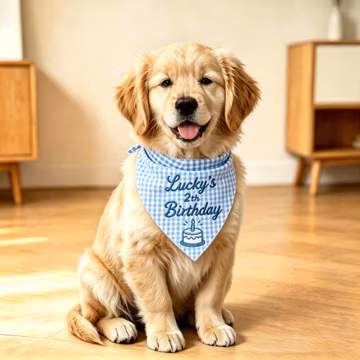 Personalized Dog Birthday Bandana, Custom Embroidered Pet Birthday Scarf, Green Striped Puppy Bandana, Birthday Dog Outfit, Pet Party Outfit