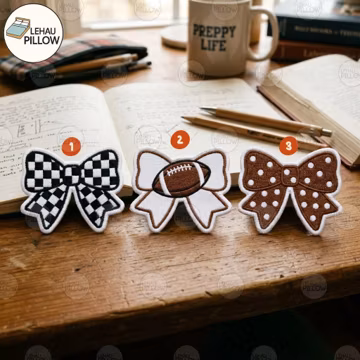 Football Bow Embroidery Patch, Game Day Patch, Preppy Bow Patch, Sports Aesthetic Patch, Iron On Patch, Cute Football Applique, Cheer Bow