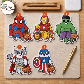 Halloween Superhero Embroidery Patch, Spooky Cute Hero Iron On Patch Set, Trick or Treat Superhero Patch, Comic Style Applique, Fall Outfit