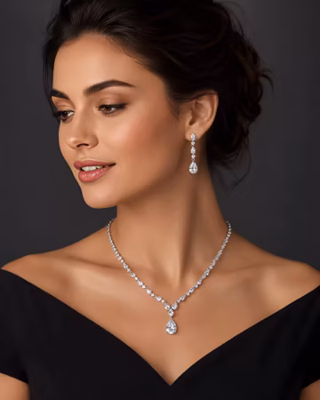 Swarovski Crystal Luxury Bridal Tiara, Wedding Headpiece, Quinceanera Crown Wedding Necklace Set