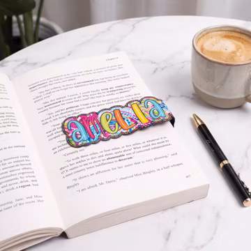 Personalized Magnetic Bookmark Clip, Custom Name Paisley Doodle Design, Birthday Gift for Book Lover